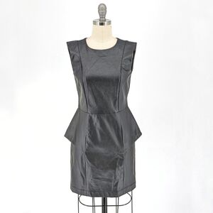 BCBGeneration Faux Leather Dress Black 4 peplum party cocktail punk goth rock